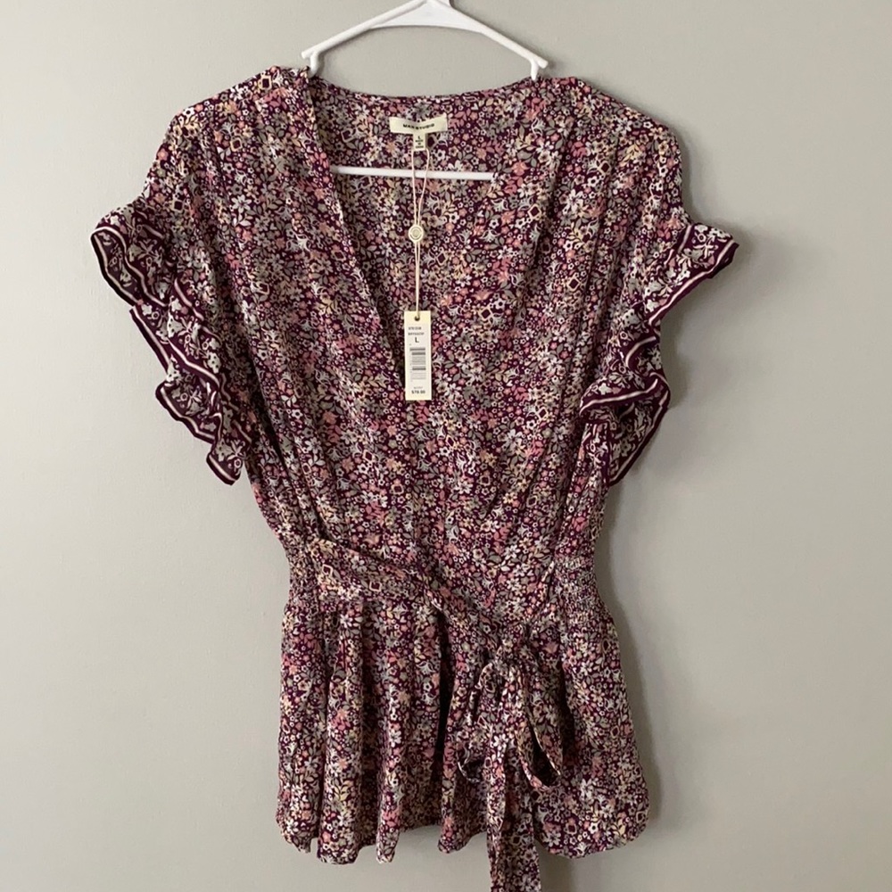 NWOT MAX STUDIO PURPLE FLORAL TOP